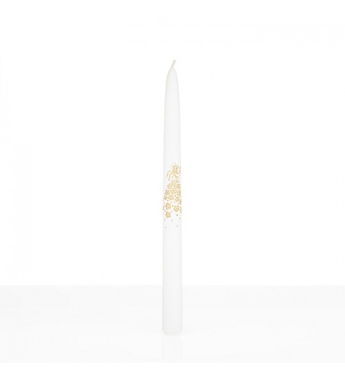 Krikšto žvakė 30 cm. Spalva balta / auksinė